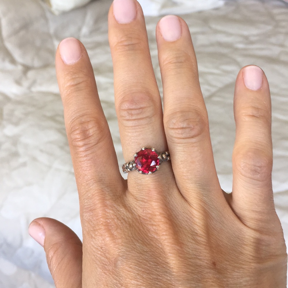 Antique Style Ruby And Silver Ring - image 2